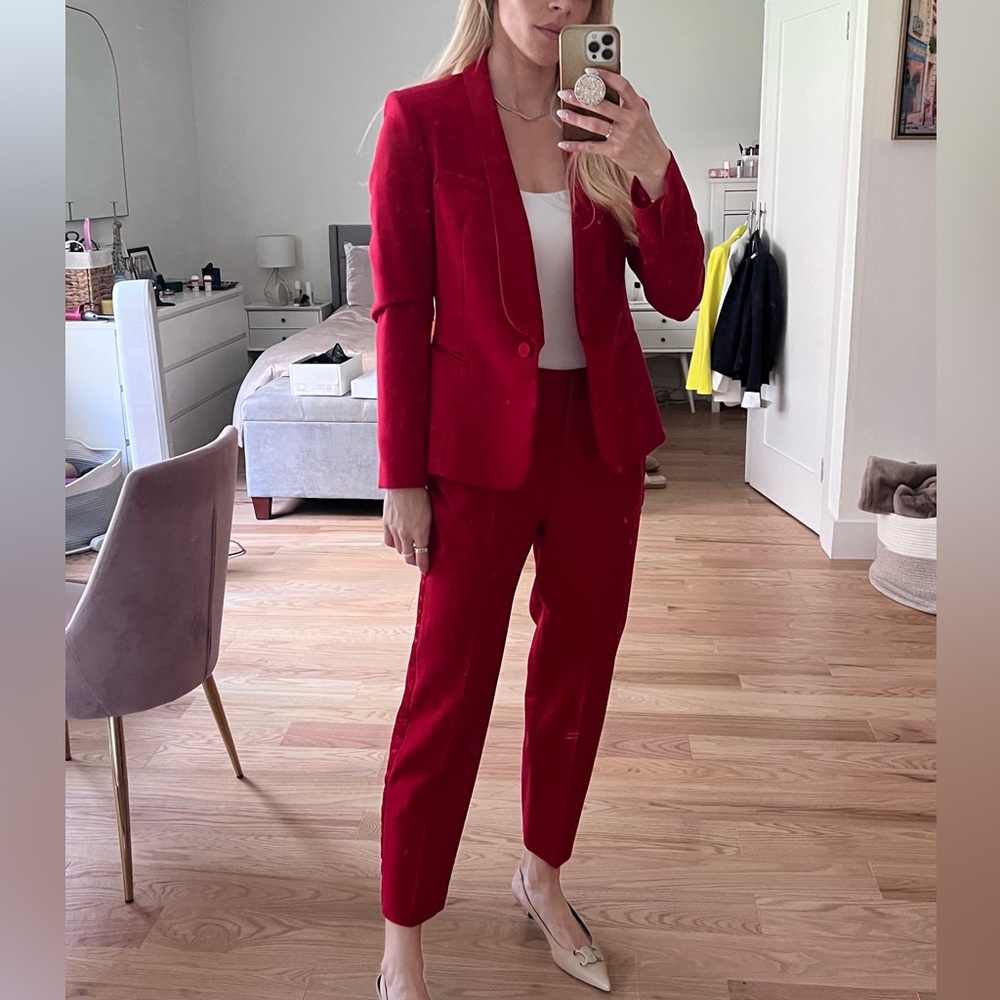 Zara Basic - red suit - blazer and pants (L)